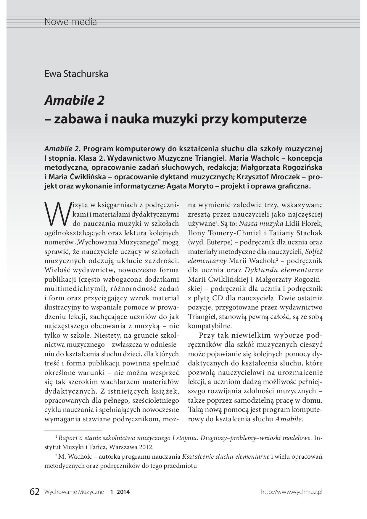 Amabile 2 – zabawa i nauka muzyki przy komputerze 