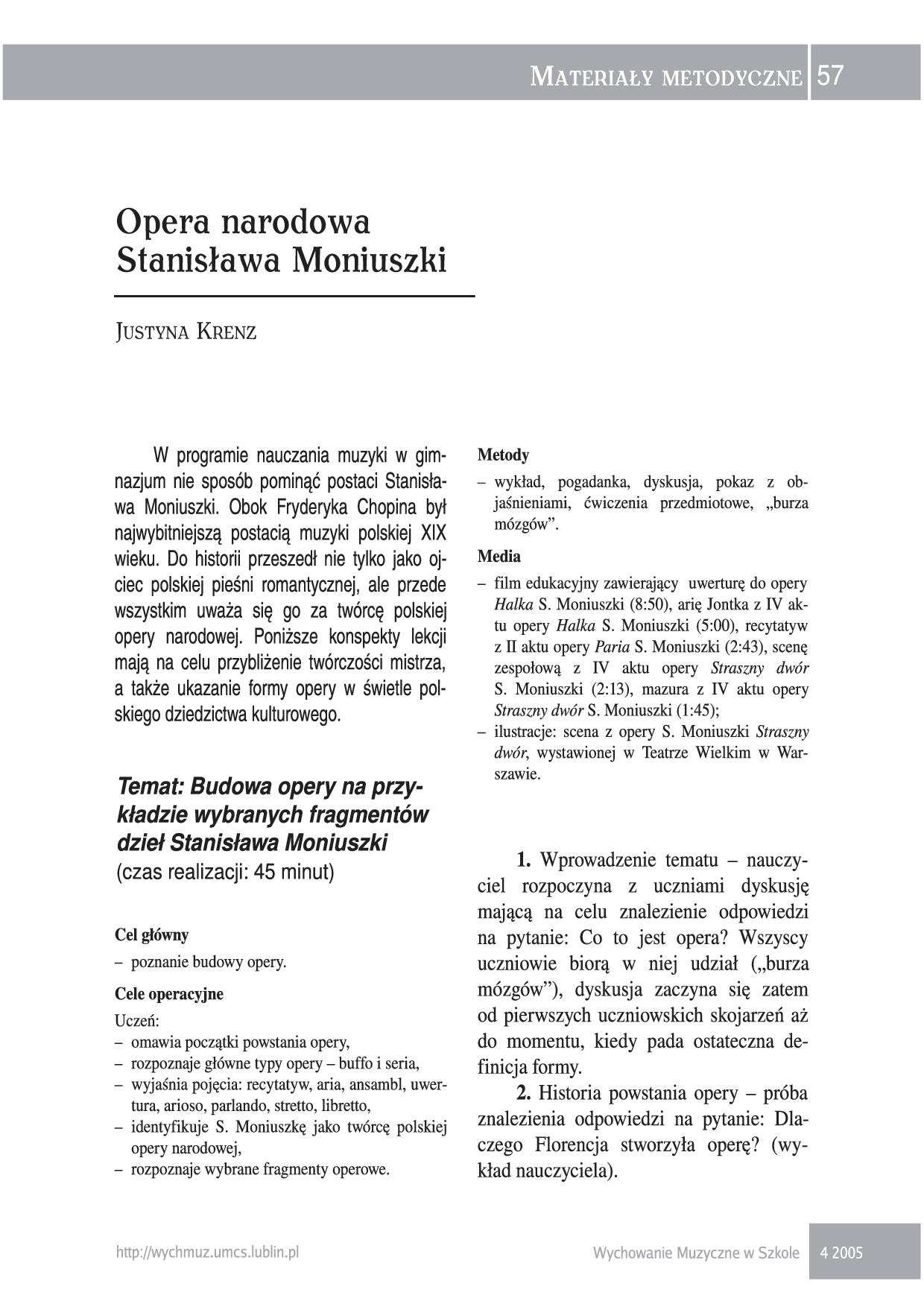 Opera narodowa Stanisława Moniuszki