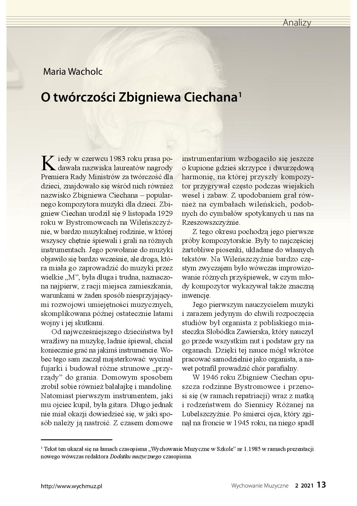 O twórczości Zbigniewa Ciechana
