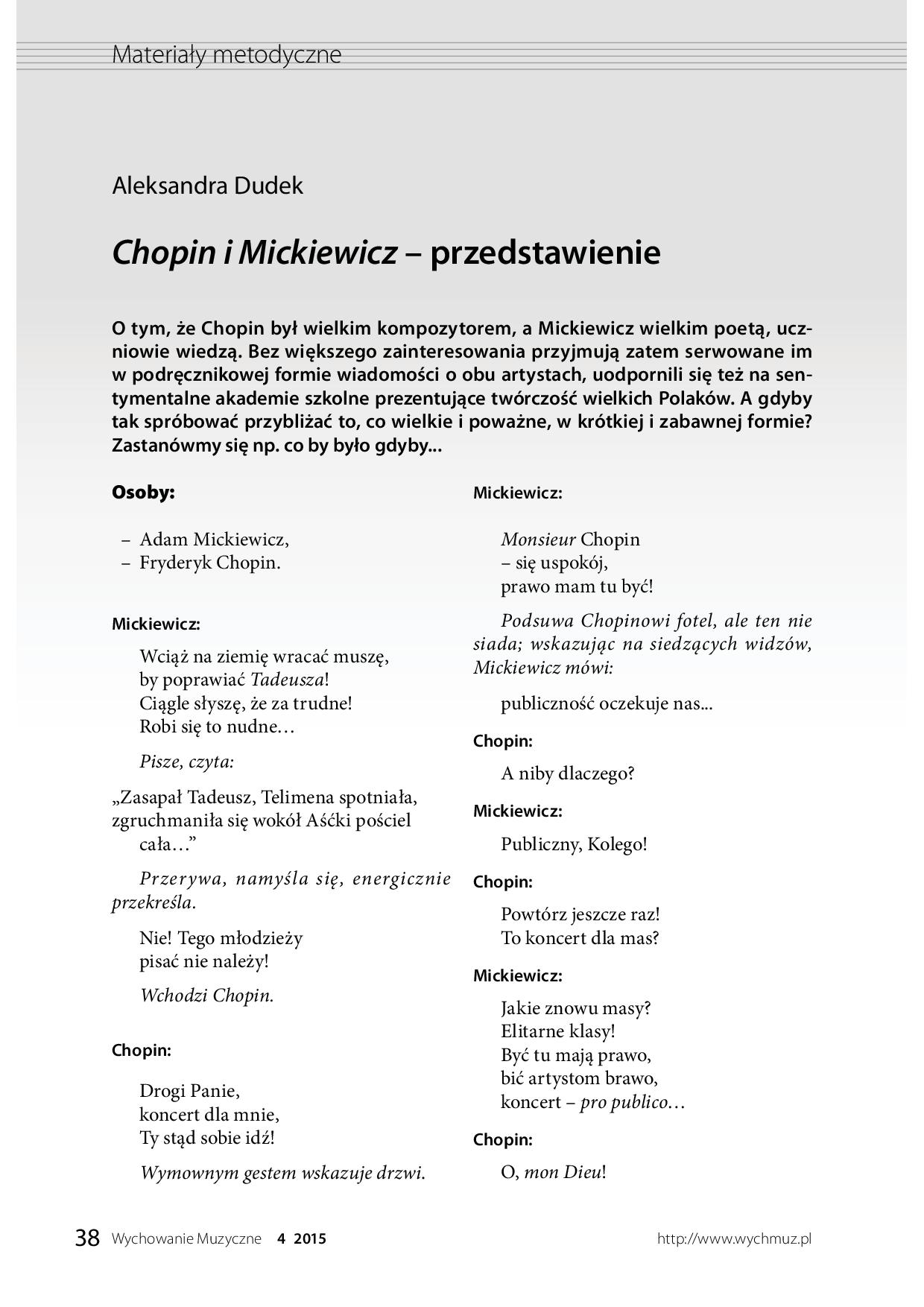 Chopin i Mickiewicz – przedstawienie
