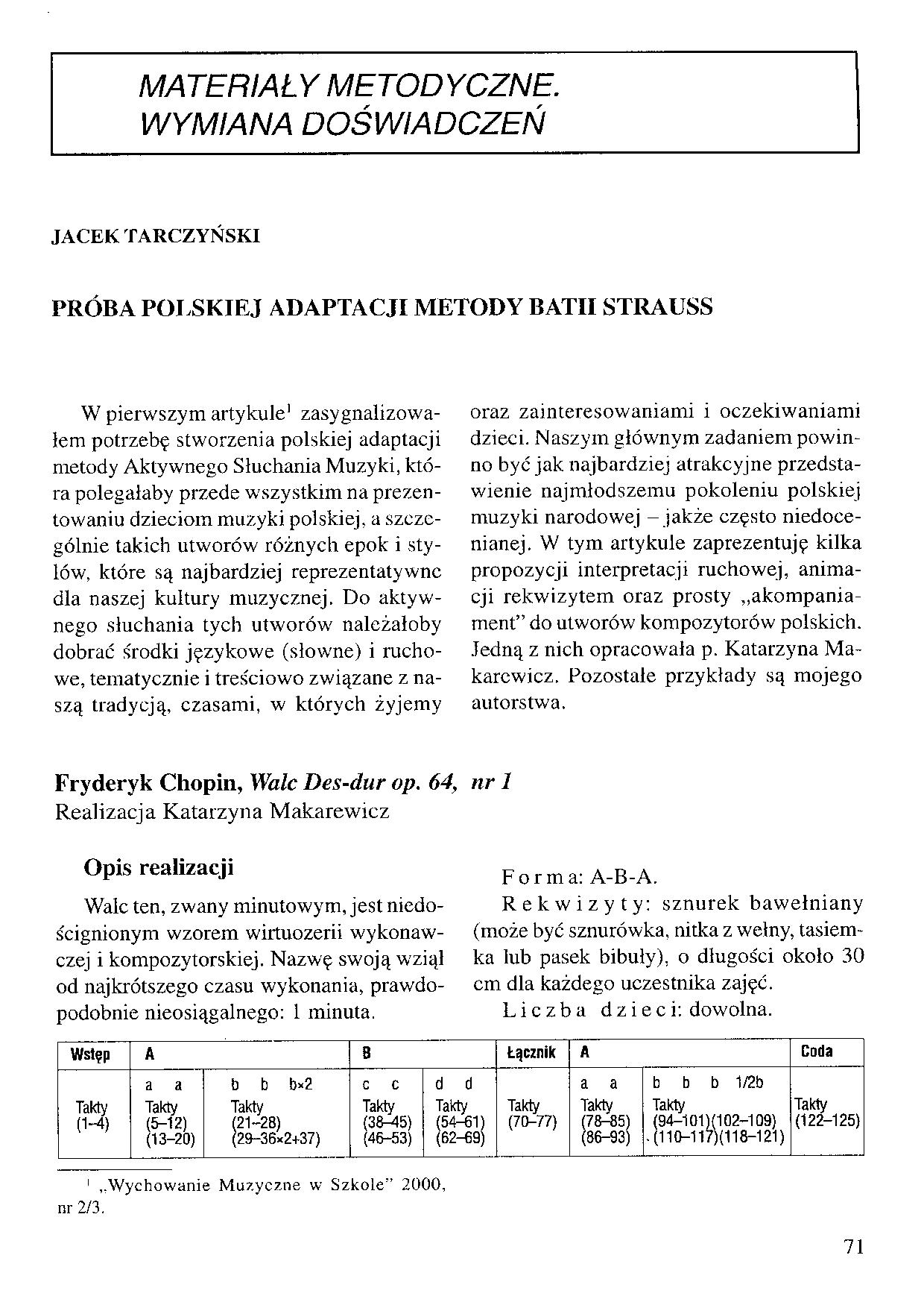 Próba polskiej adaptacji metody Batii Strauss