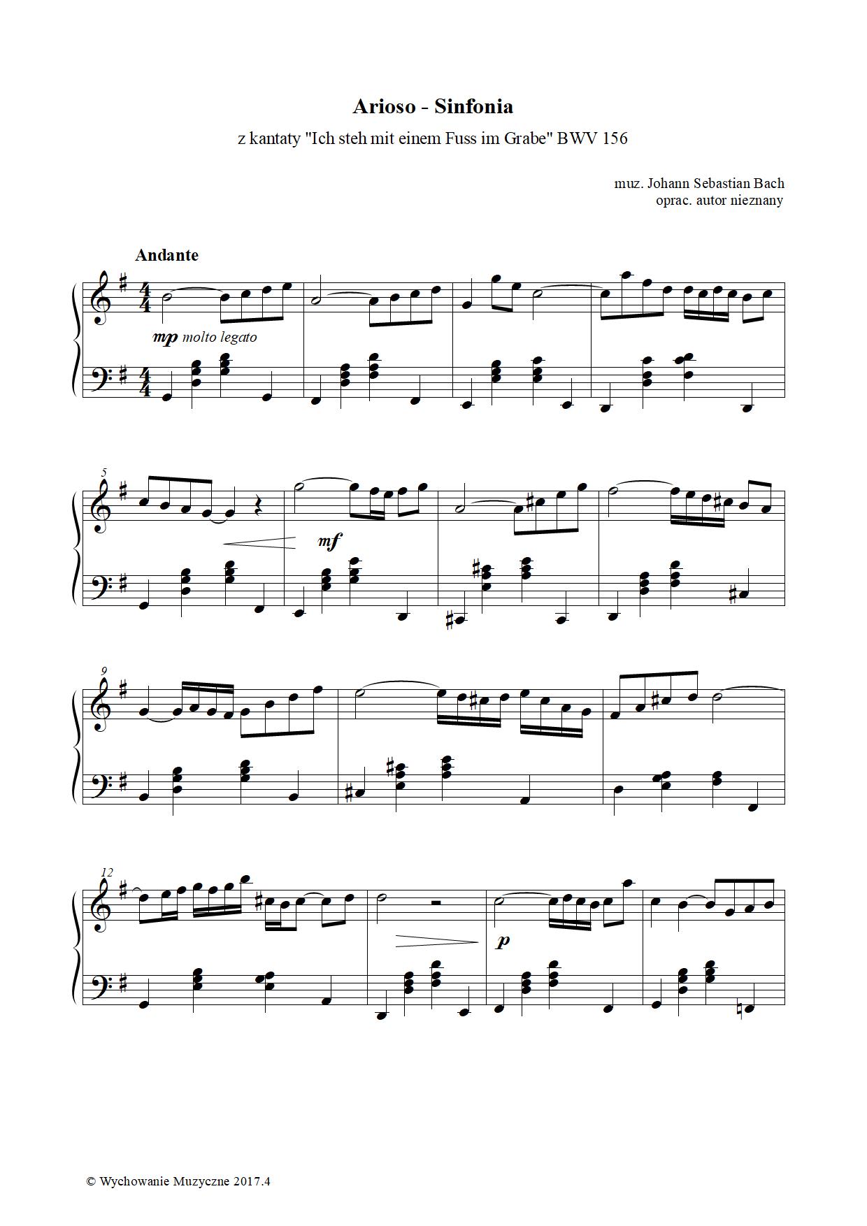 Arioso - Sinfonia z kantaty Ich steh mit einem Fuss im Grabe BWV 156